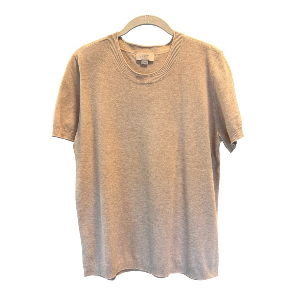 LOFT Women's Short Sleeve Sweater in Beige Heather